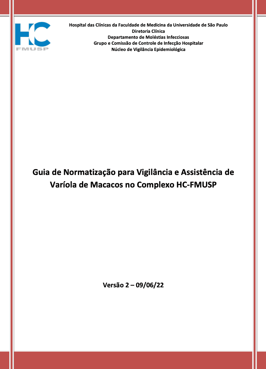 Hospital das Clínicas da Faculdade de Medicina da USP lança Guia sobre a Varíola dos Macacos 5 GUIA HC FMUSP MONKEYPOX VARIOLA DOS MACACOS