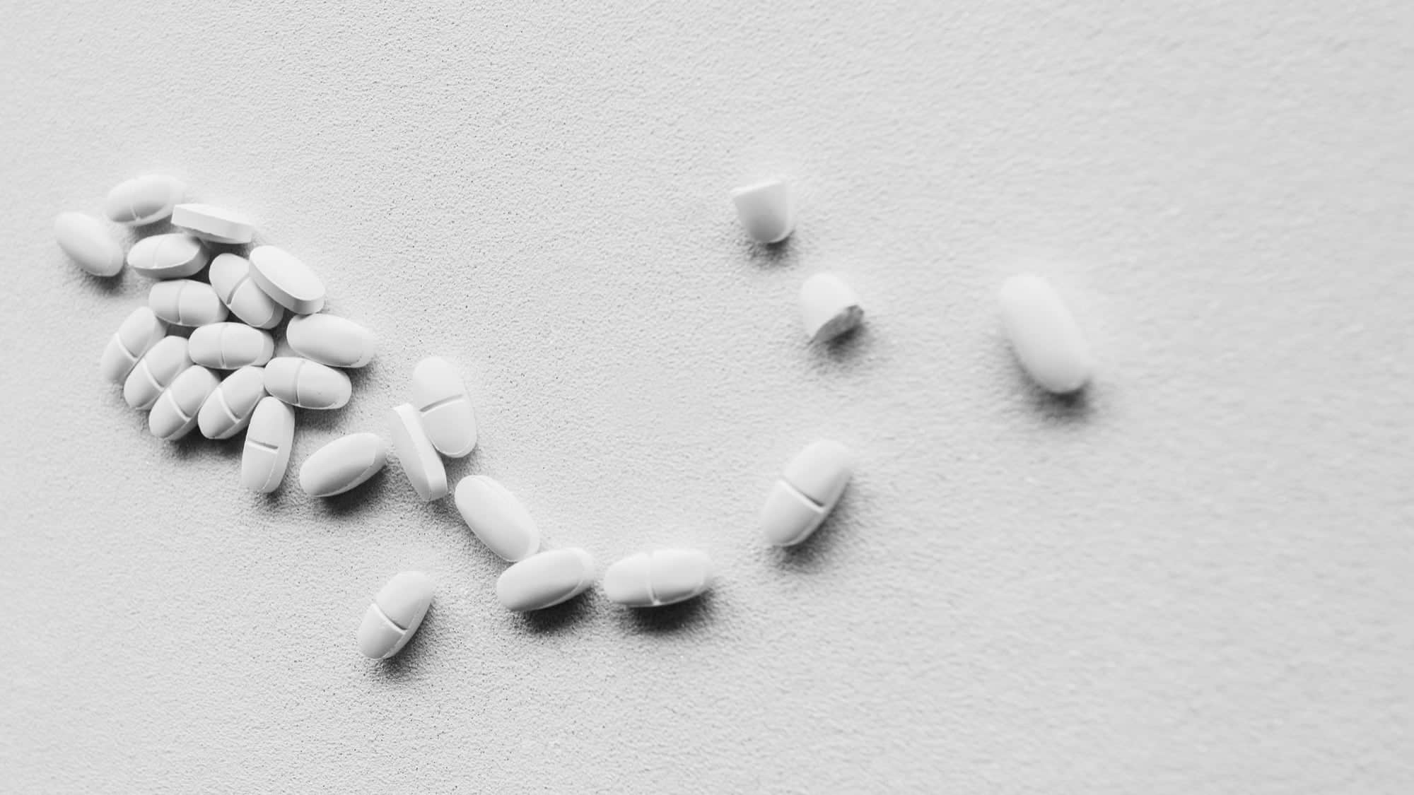 high angle view white medical pills